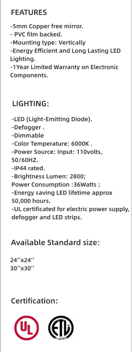 Image shows list of product's features.