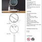 Photo of round mirror with graphics and details printed below.