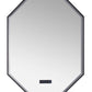 Image is white background photo of an eight sided mirror—taller than wide. The digital display is centered near the bottom.