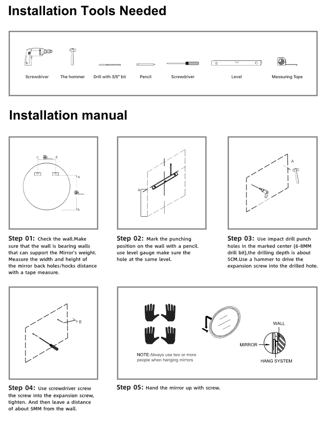 Image shows graphics and text of installation instructions. 